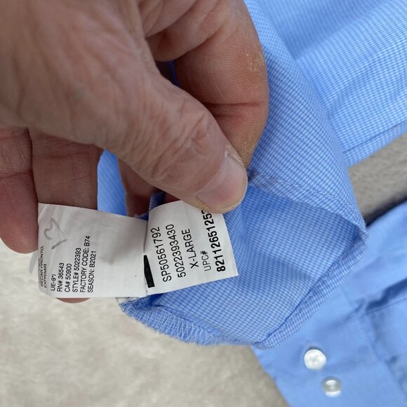 Van Heusen Mens Button-Up Shirts XL Blue Solid & Blue Check Pattern Classic Fit - Picture 14 of 16